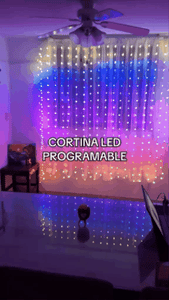 CORTINA DE LUCES CÁLIDAS Y MULTICOLOR CON MANDO